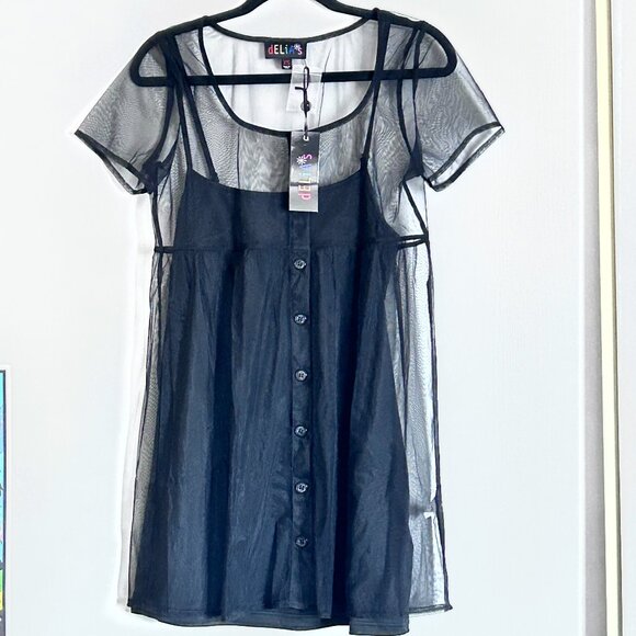 dELiA*s by Dolls Kil Black Sheer Dreams Become Reality Babydoll Dress - Picture 1 of 4